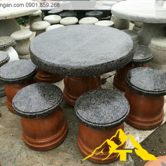  Ghế Đá  Bộ Ghế Đá Tròn Mặt Đen